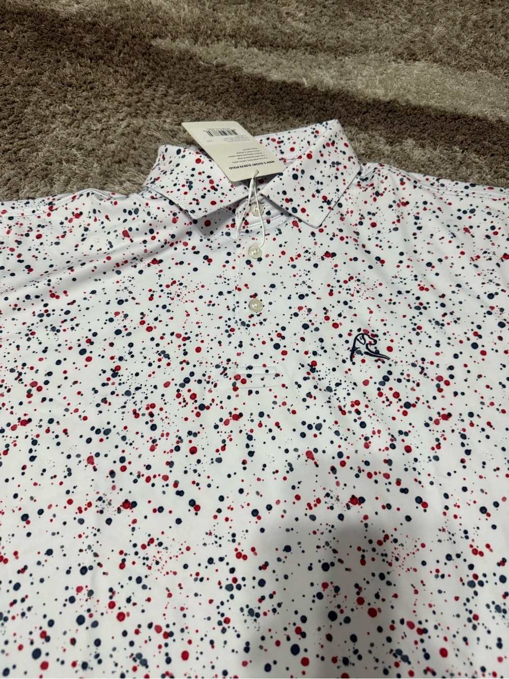 Rhoback men’s short sleeve polo white/classic red-USA - Picture 2 of 4